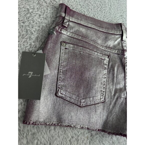 Metallic Purple Denim Shorts Womens Size 30 NWT 7 For All Mankind Cotton/Spandex - Picture 12 of 14